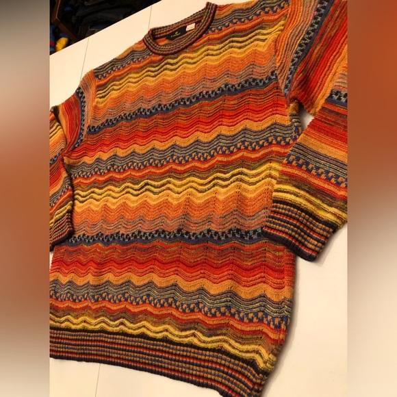 Coogi style cotton blend knit sweater - Picture 3 of 13